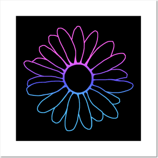 Blue Purple Flower Outline Posters and Art